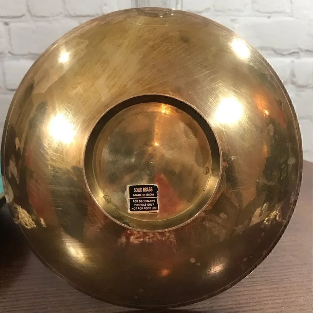 VINTAGE mid-century Engraved Brass Catch all plate